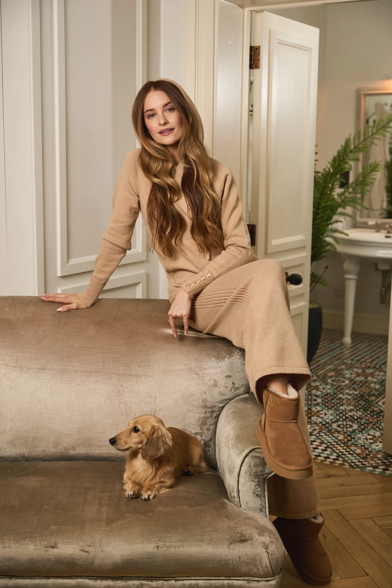 Verbier Knitted Hoodie (Light Camel)