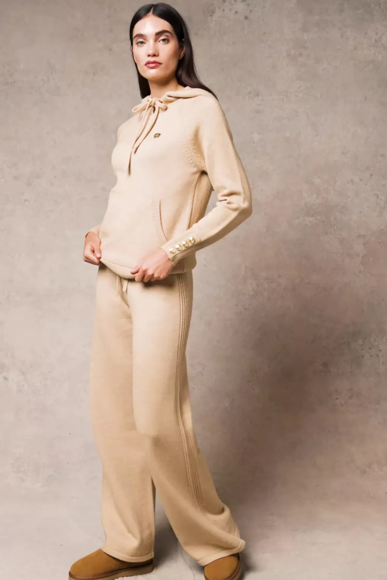 Verbier Knitted Hoodie (Light Camel)