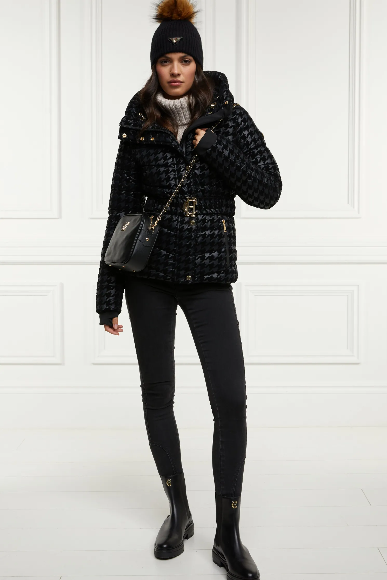 Vermont Puffer Jacket (Mono Houndstooth)
