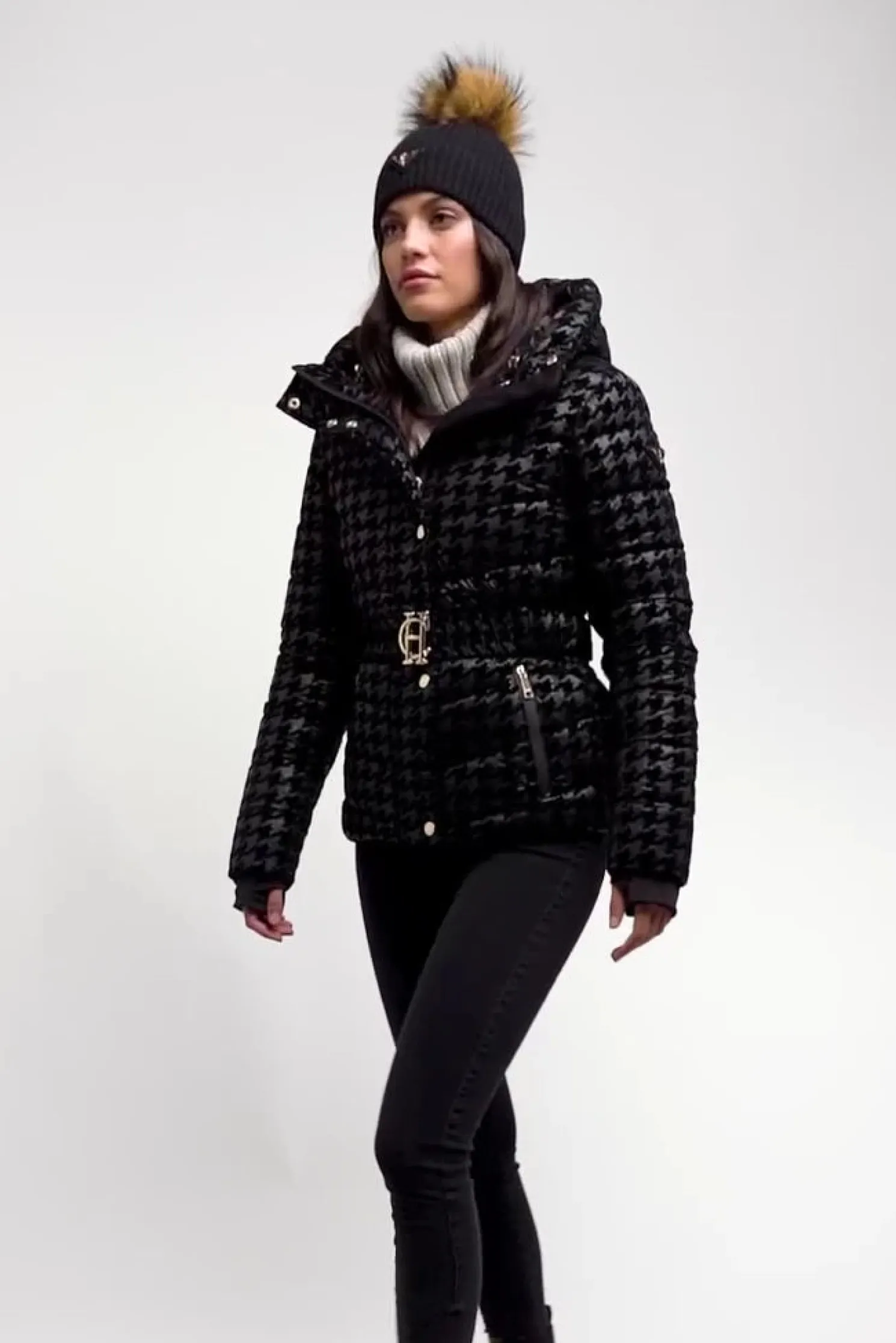 Vermont Puffer Jacket (Mono Houndstooth)
