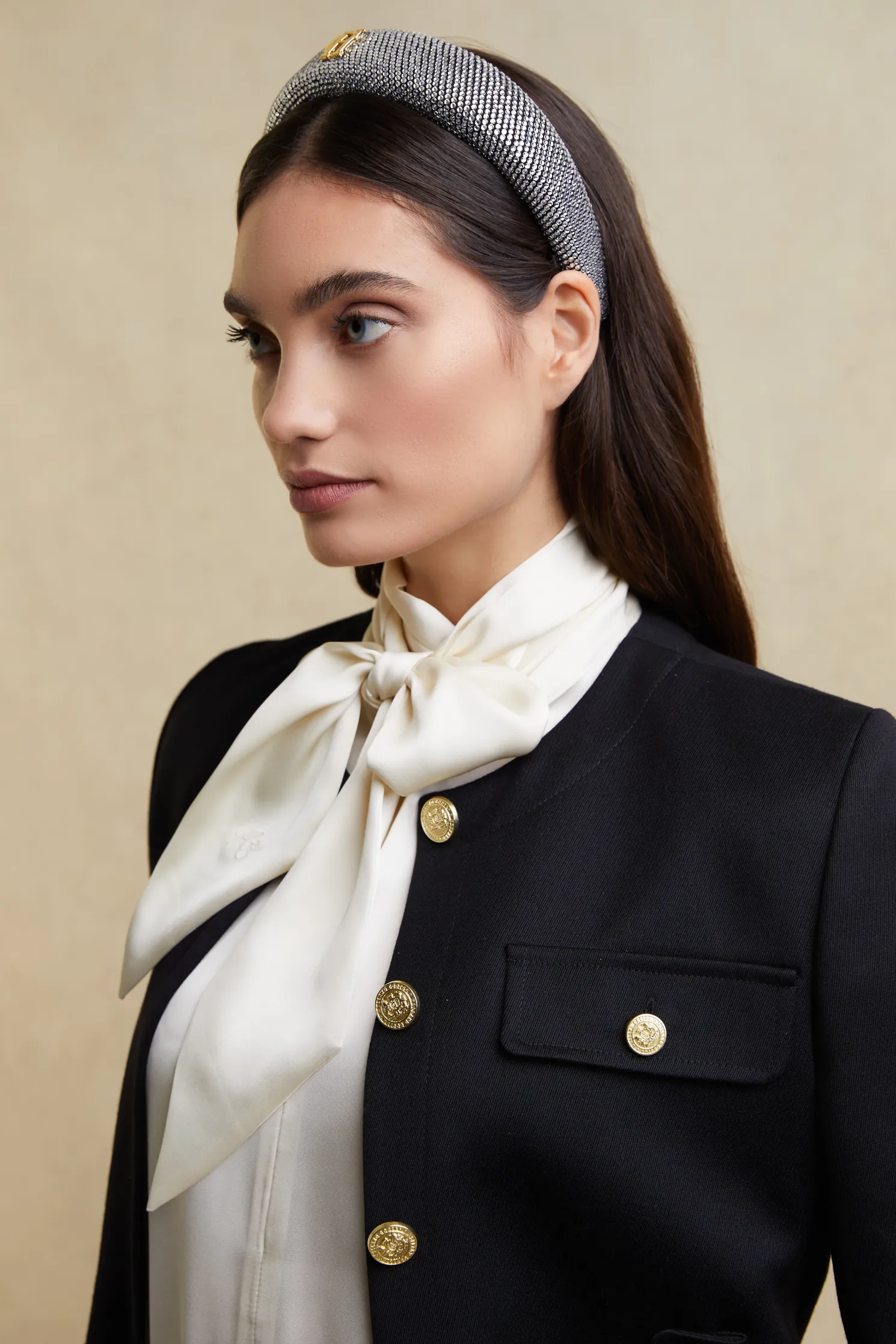 Wide Headband (Silver Crystal)