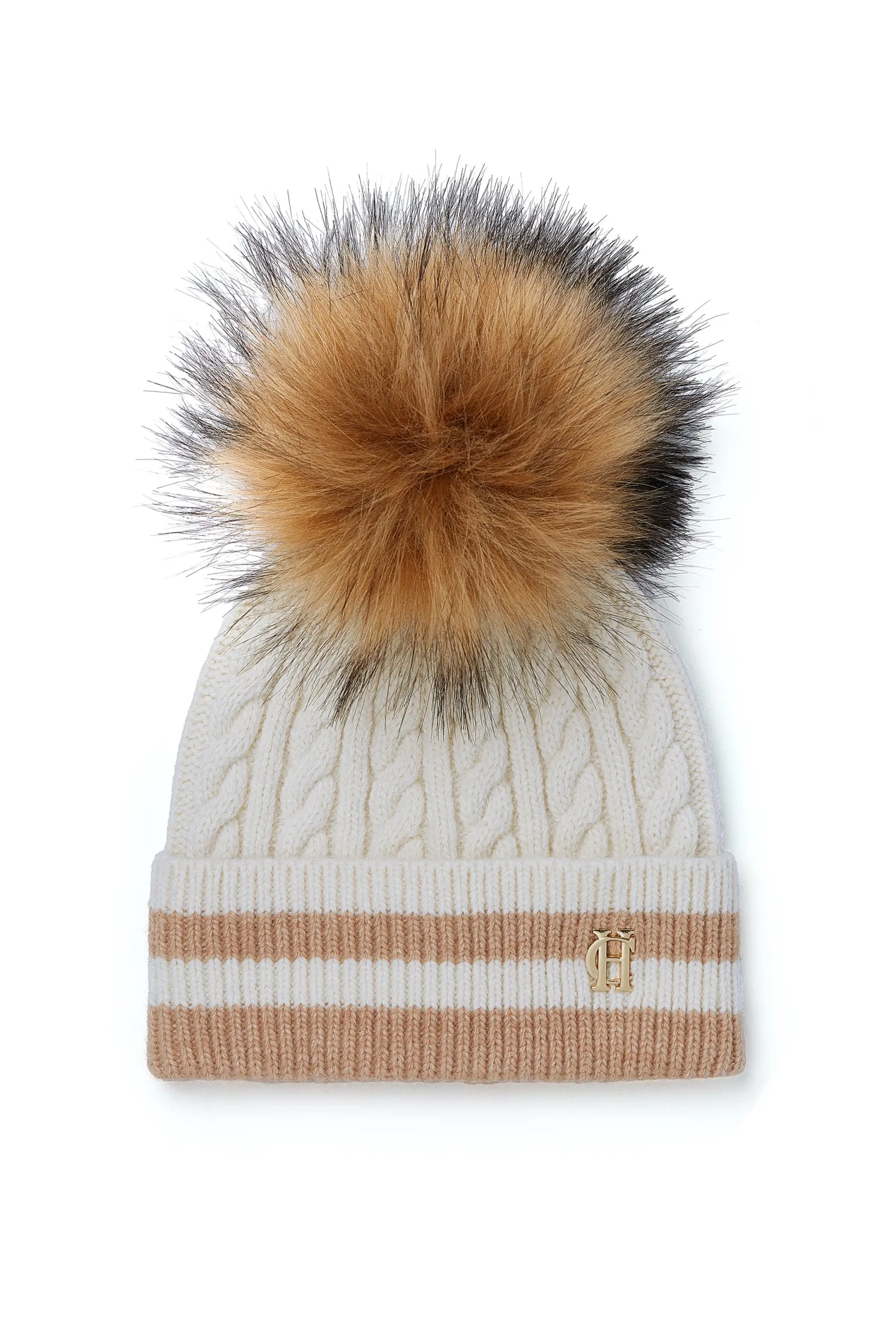 Zoe Bobble Hat (Cream Stripe)
