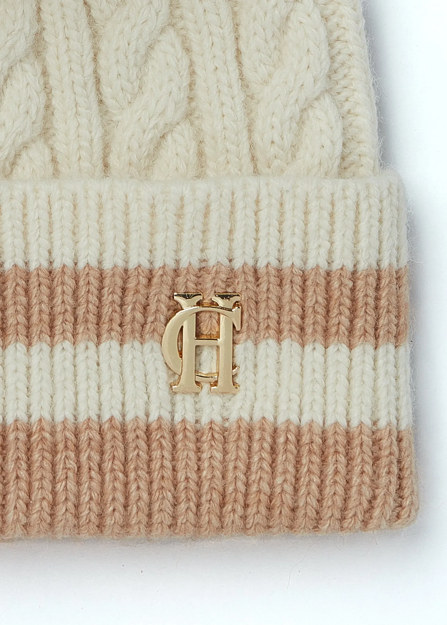 Zoe Bobble Hat (Cream Stripe)