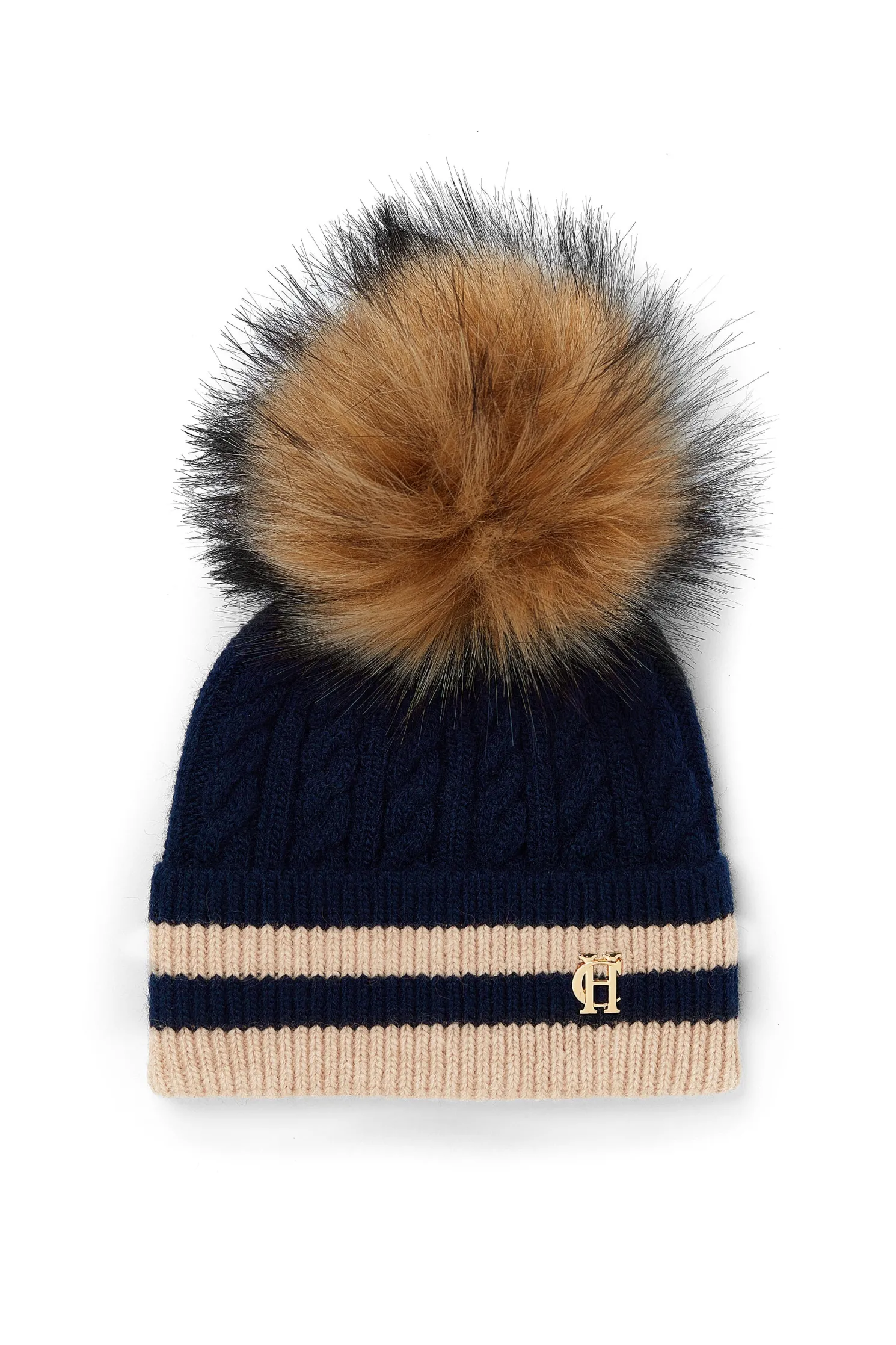 Zoe Bobble Hat (Ink Navy Stripe)