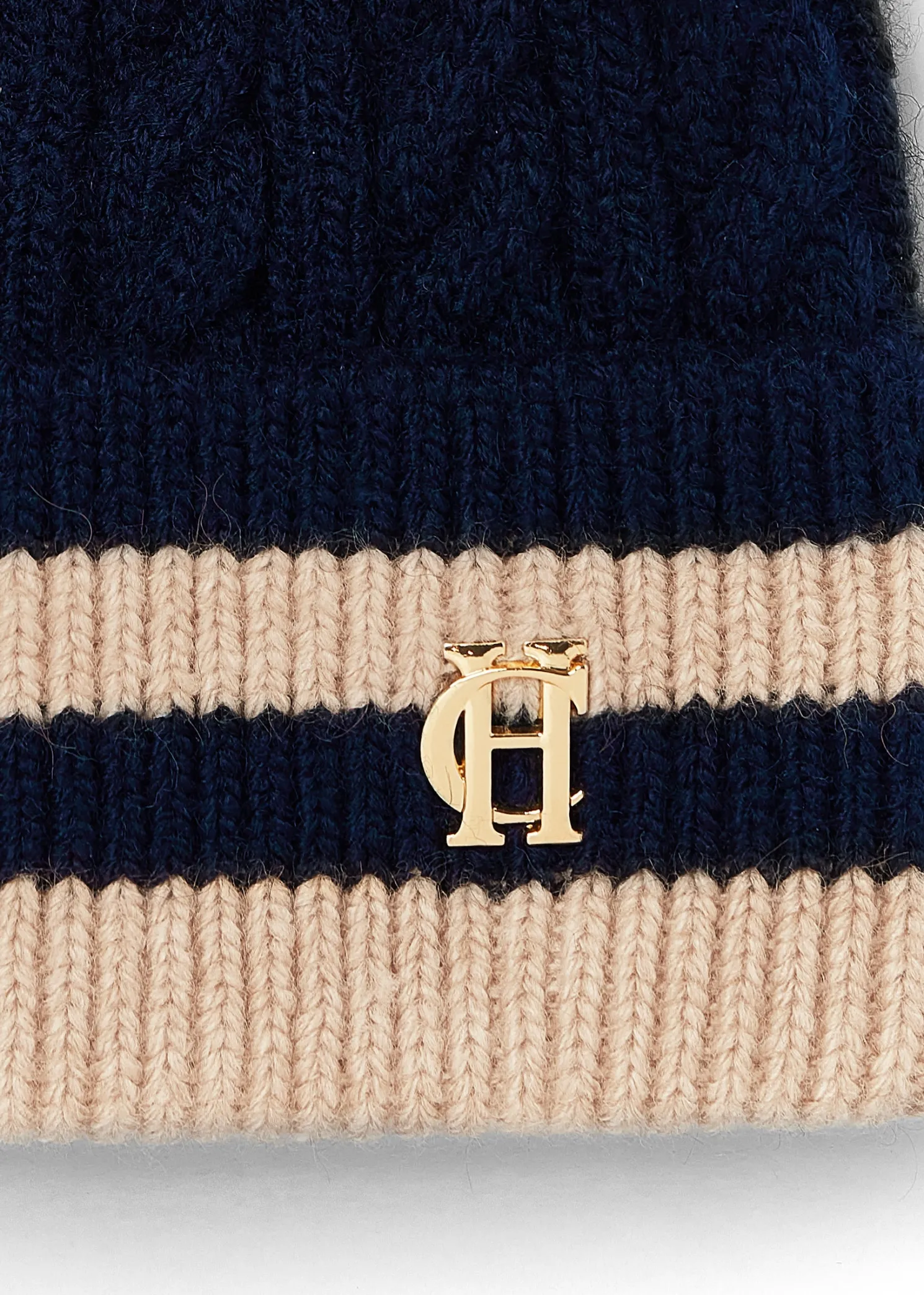 Zoe Bobble Hat (Ink Navy Stripe)