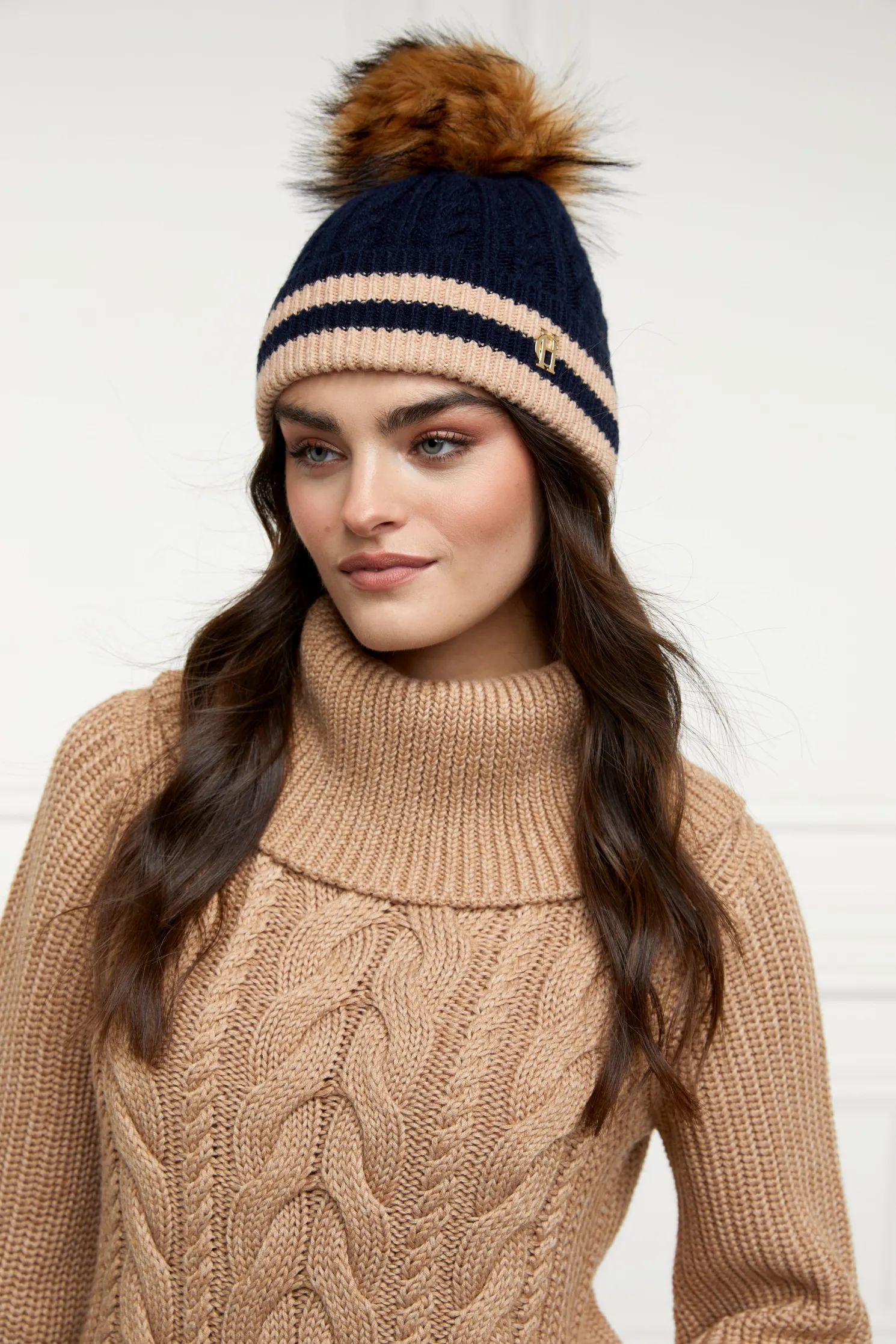 Zoe Bobble Hat (Ink Navy Stripe)